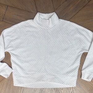 Cozy Quilted White Turtleneck Sweate